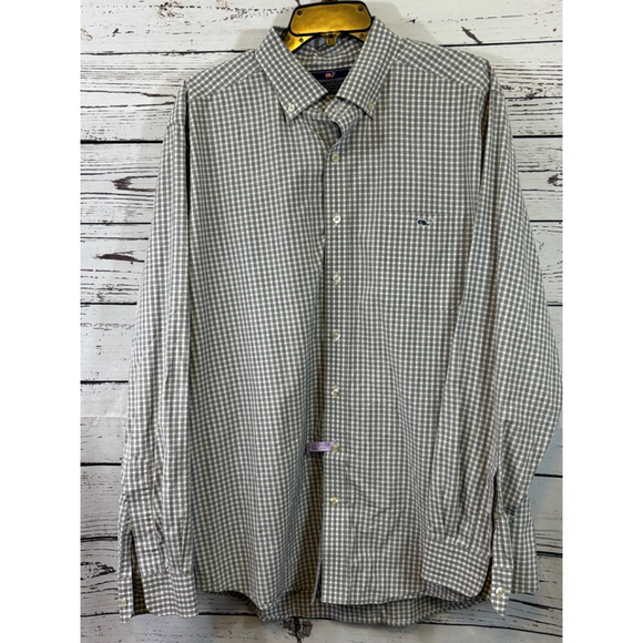 Vineyard Vines Other - Men's Vineyard Vines Gray White Gingham Slim Fit Tucker Shirt XL